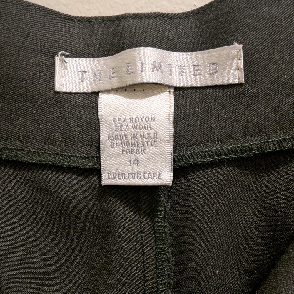 The Limited Dark Olive Dress Pants Trousers High Waist Pleated Wool Blend- 14 - Picture 10 of 11